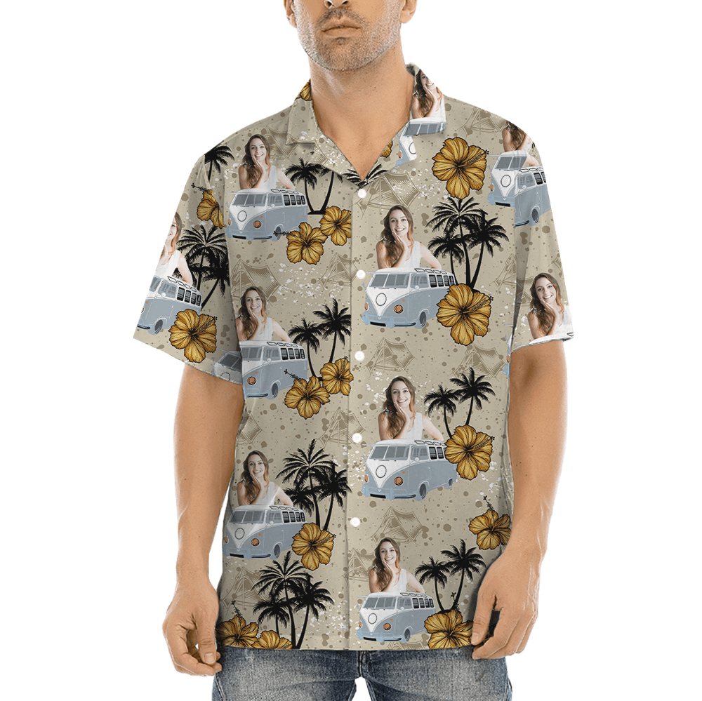 Custom Face With Car Tropical Hawaiian Shirt (3)