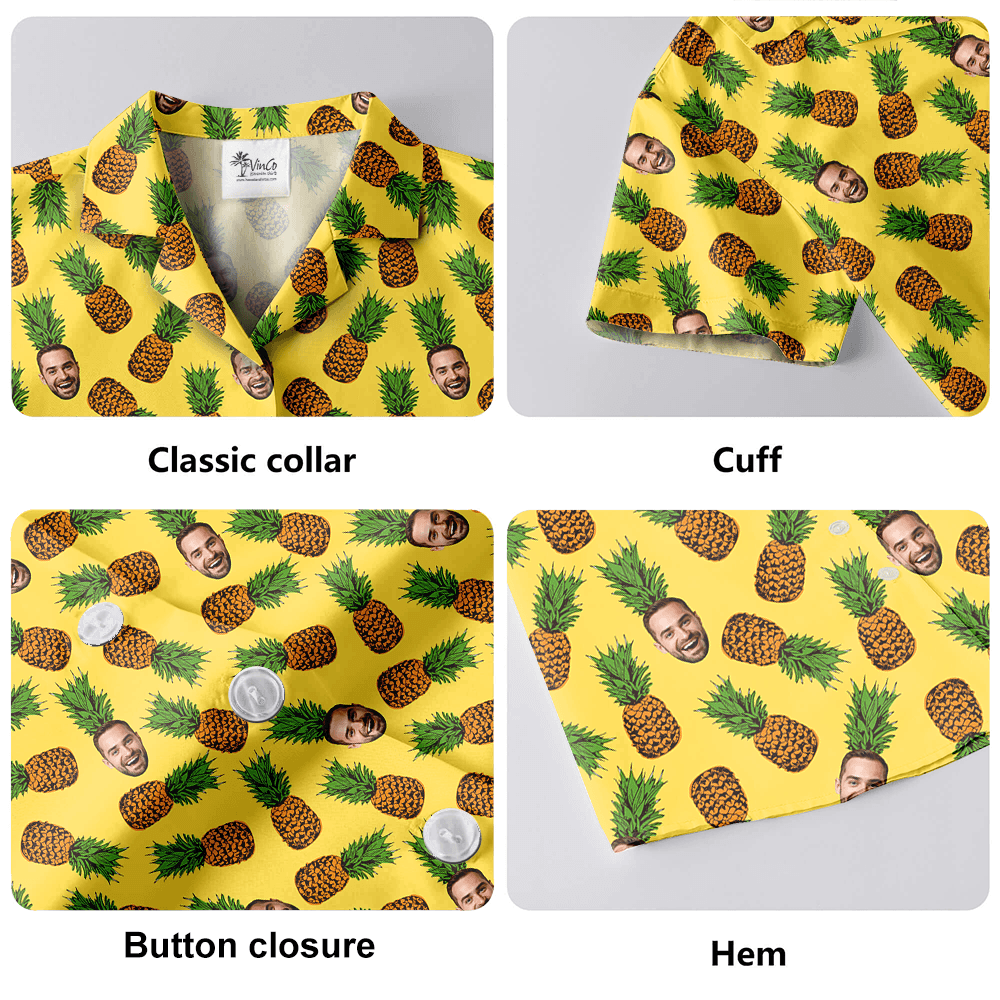 Custom Face With Pineapple Yellow Hawaiian Shirt