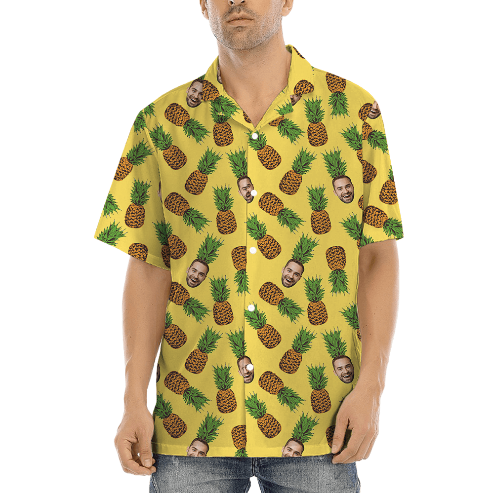 Custom Face With Pineapple Yellow Hawaiian Shirt (3)