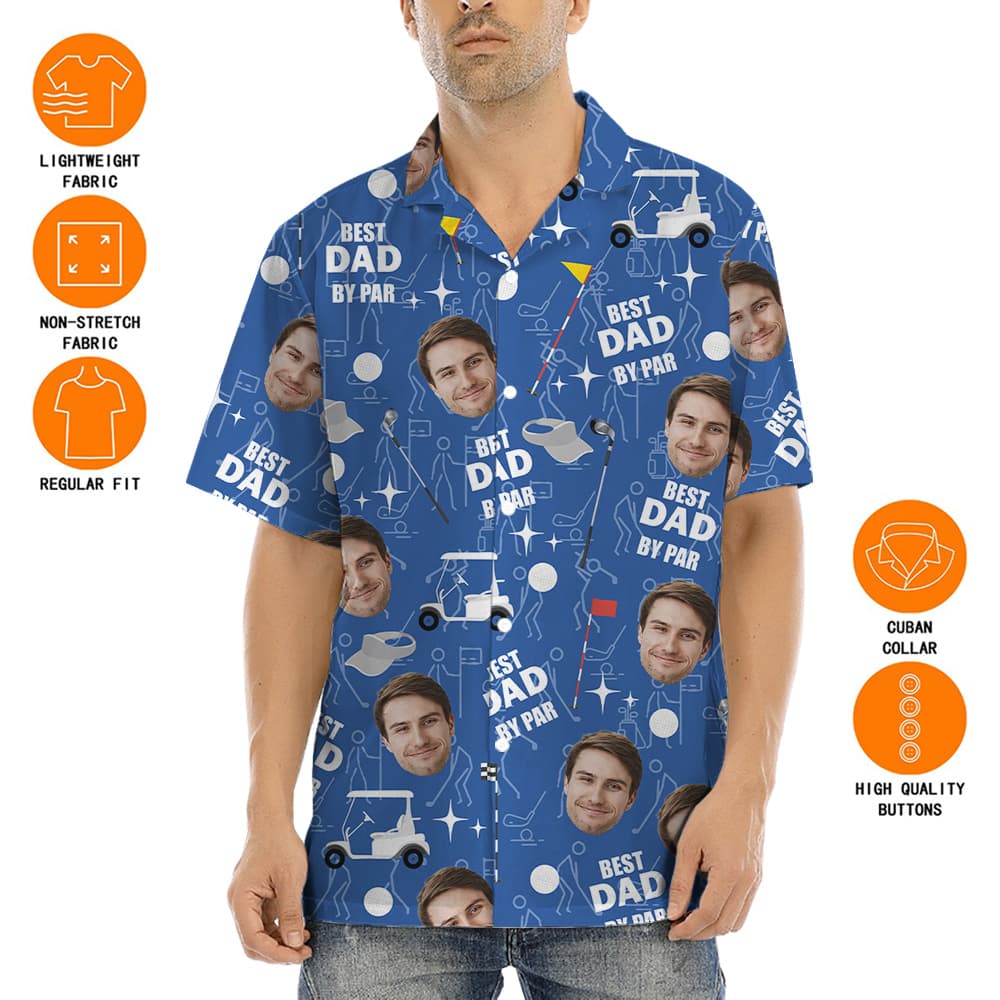 Custom Father's Face Golf Hawaiian Shirt