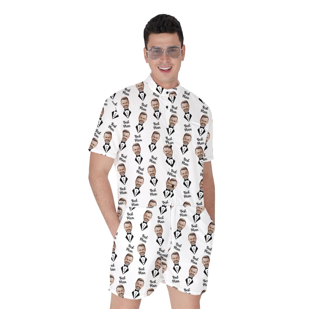 Custom Groomsman Hawaiian Romper With 1-5 Faces