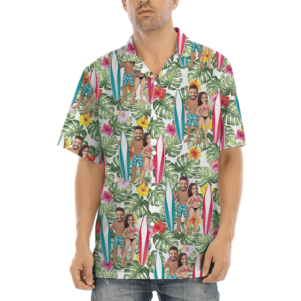 Custom Hawaiian Shirt With Couple Faces (1)