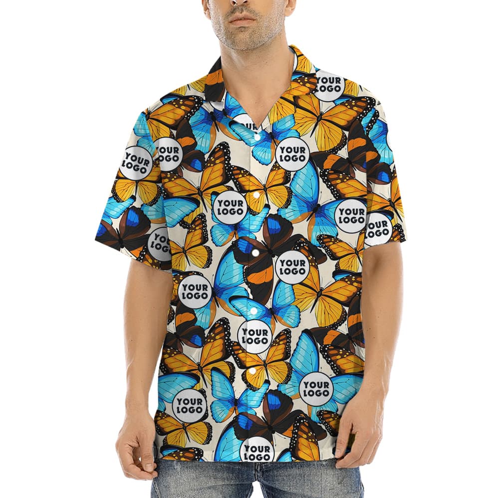 Custom Logo Butterflies Theme Hawaiian Shirt1