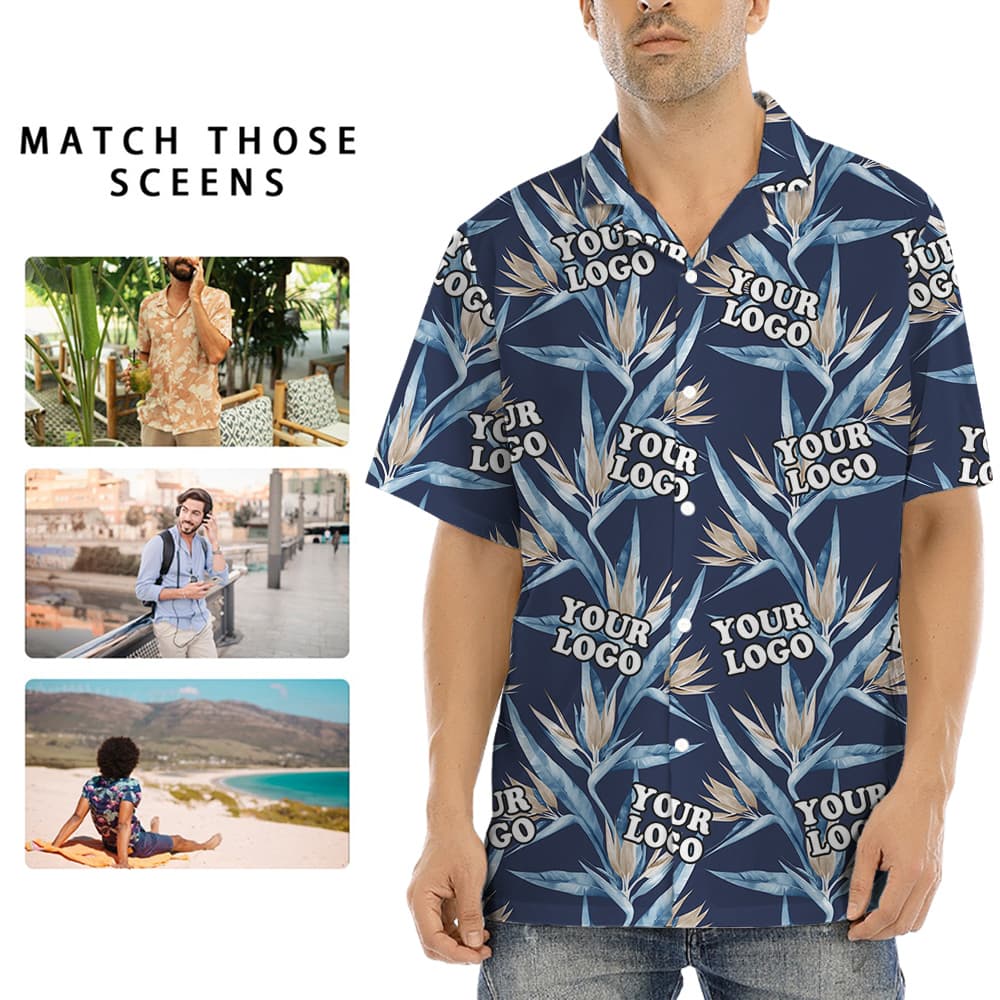 Custom Logo Floral Motif Hawaiian Shirt8