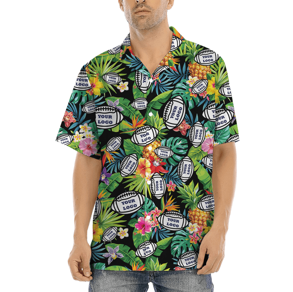 Custom Logo Football Tropical Aloha Shirt (3)