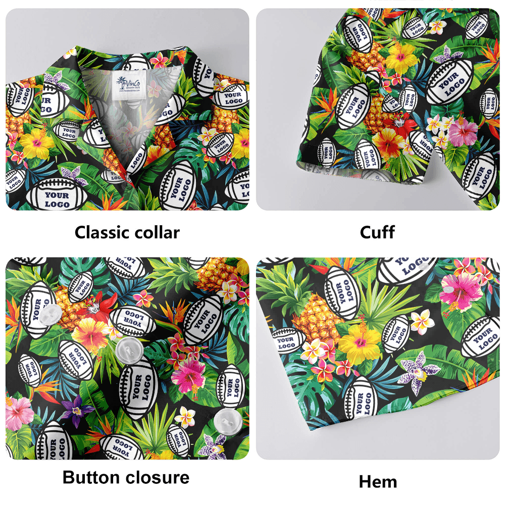 Custom Logo Football Tropical Aloha Shirt