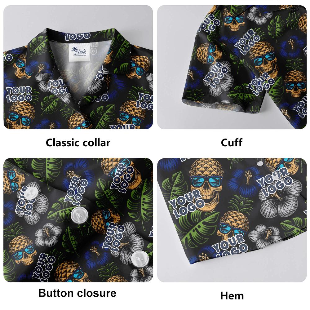 Custom Logo Pineapple Skull Hawaiian Shirt