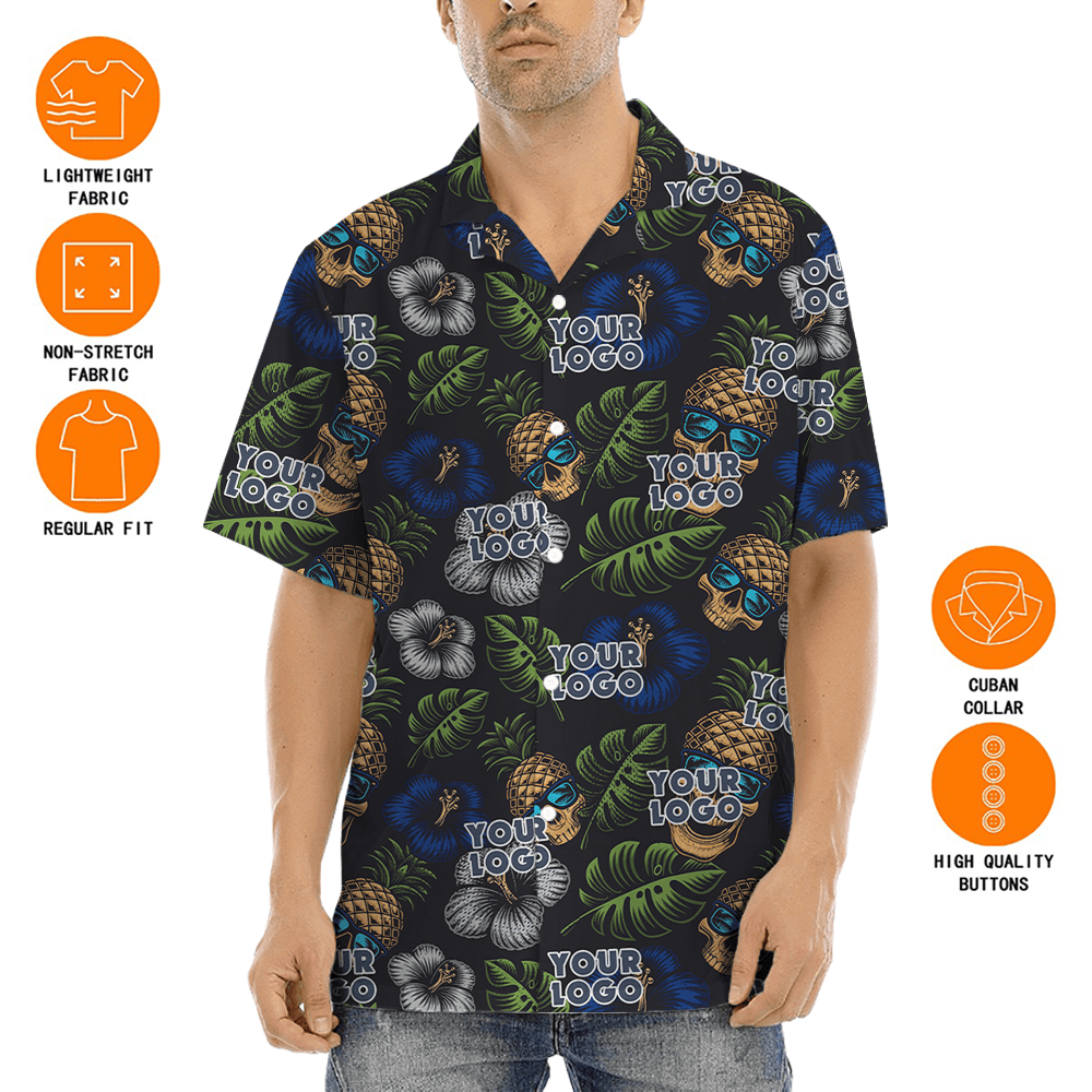 Custom Logo Pineapple Skull Hawaiian Shirt
