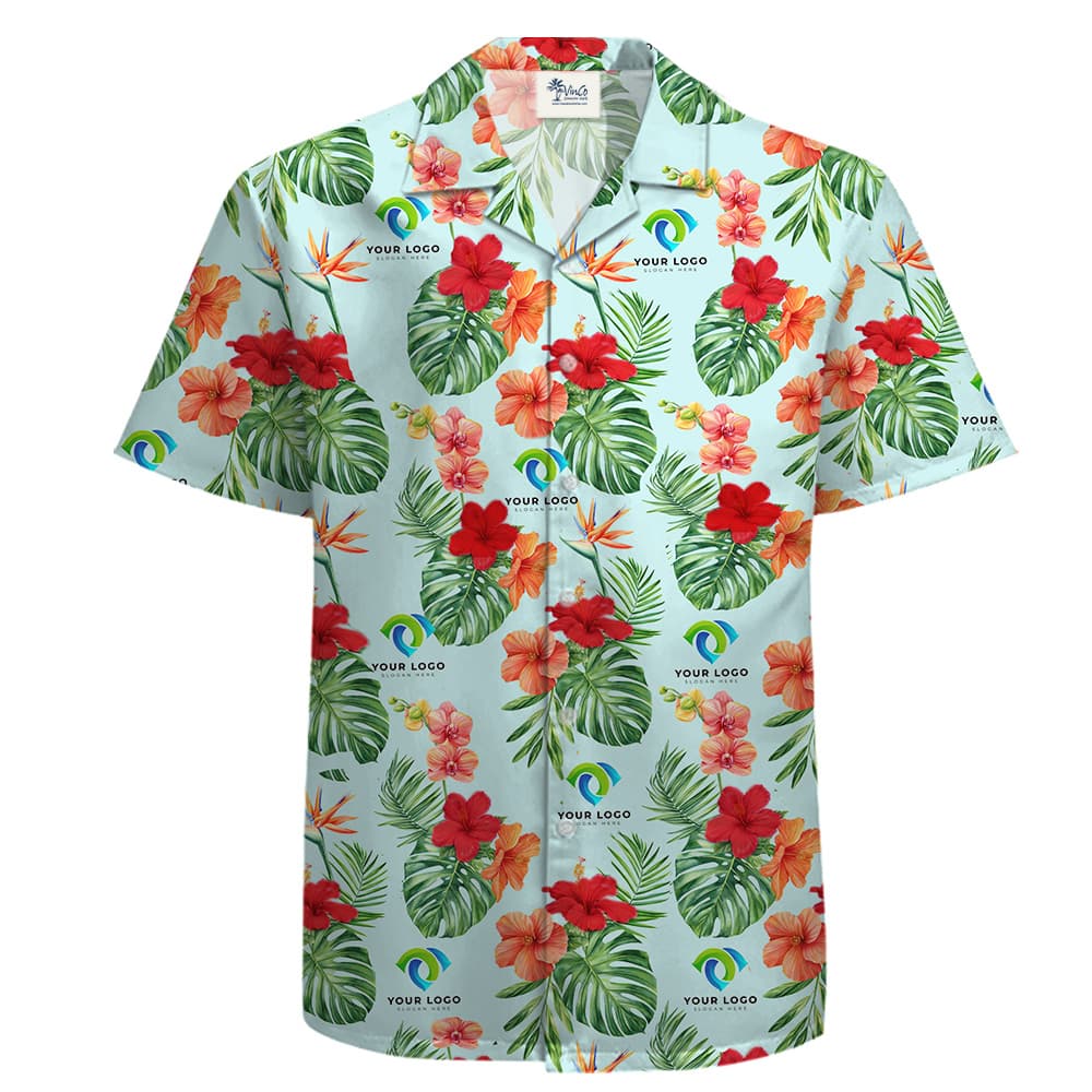 A Custom Logo Hawaiian Shirt with Floral Pattern
