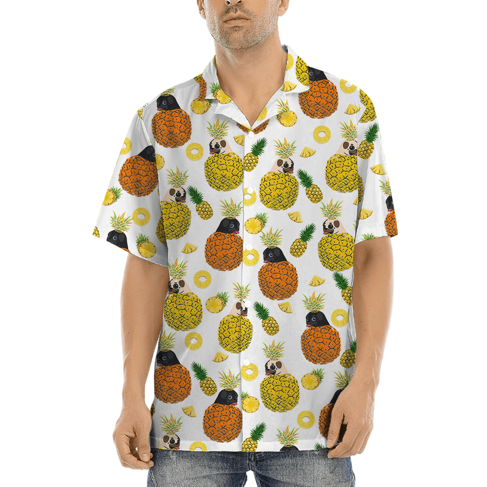 Cute Pug Dog Pineapple Hawaiian Shirt (1)