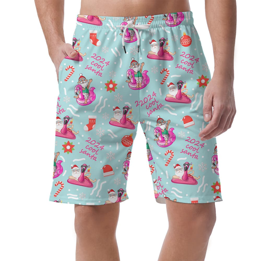 Flamingo Santa Aussie Xmas Hawaiian Short for Men1