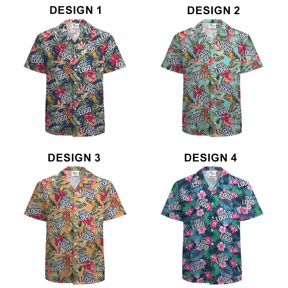 Floral Custom Hawaiian Shirts With Company Logo with 4 choices of tropical patterns