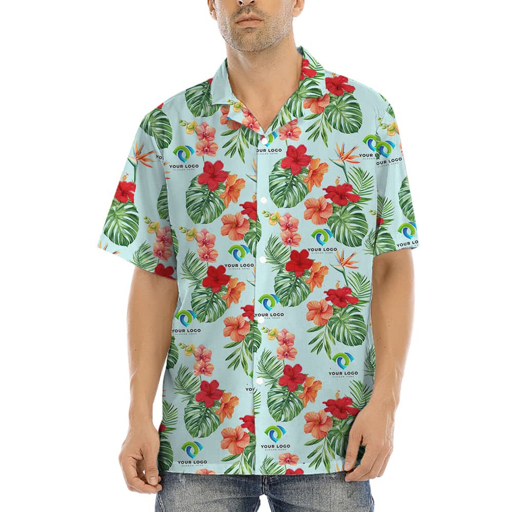 Floral Custom Logo Hawaiian Shirts No Minimum