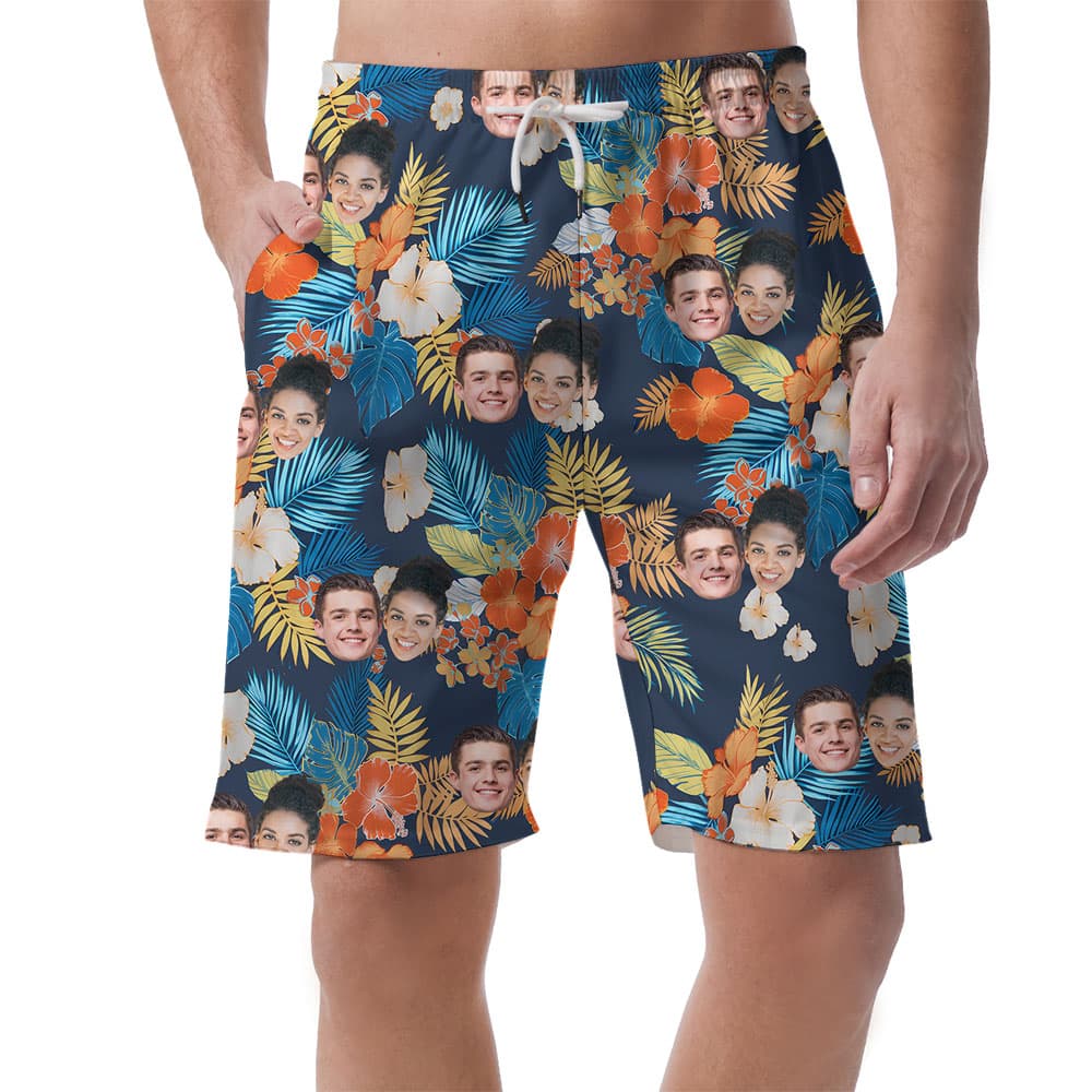 Floral Men's Casual Shorts With Up To 5 Faces1