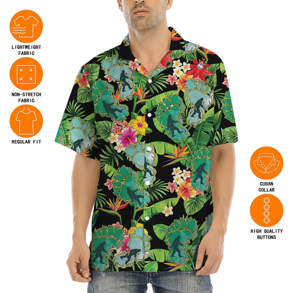 Foot Print Sasquatch Tropical Hawaiian Shirt