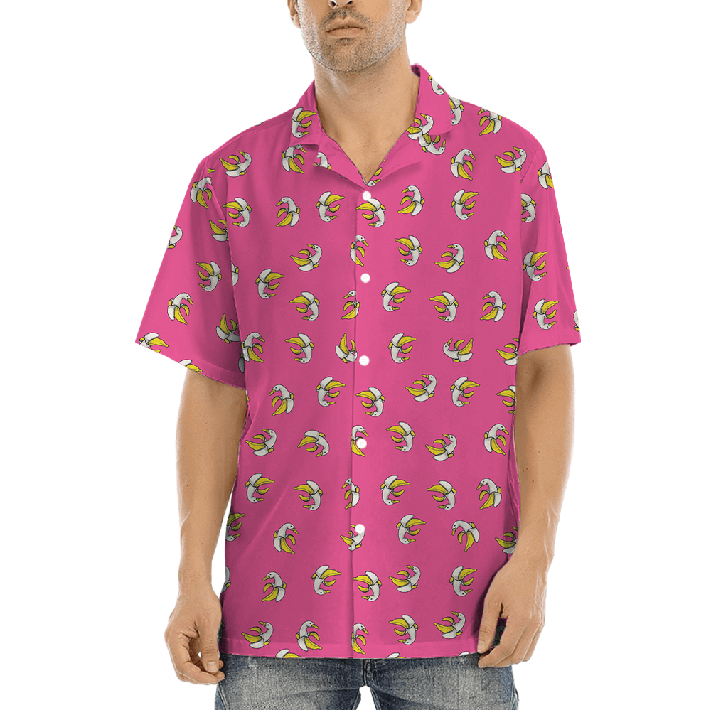 Funny Banana Duck Pink Hawaiian Shirt (2)