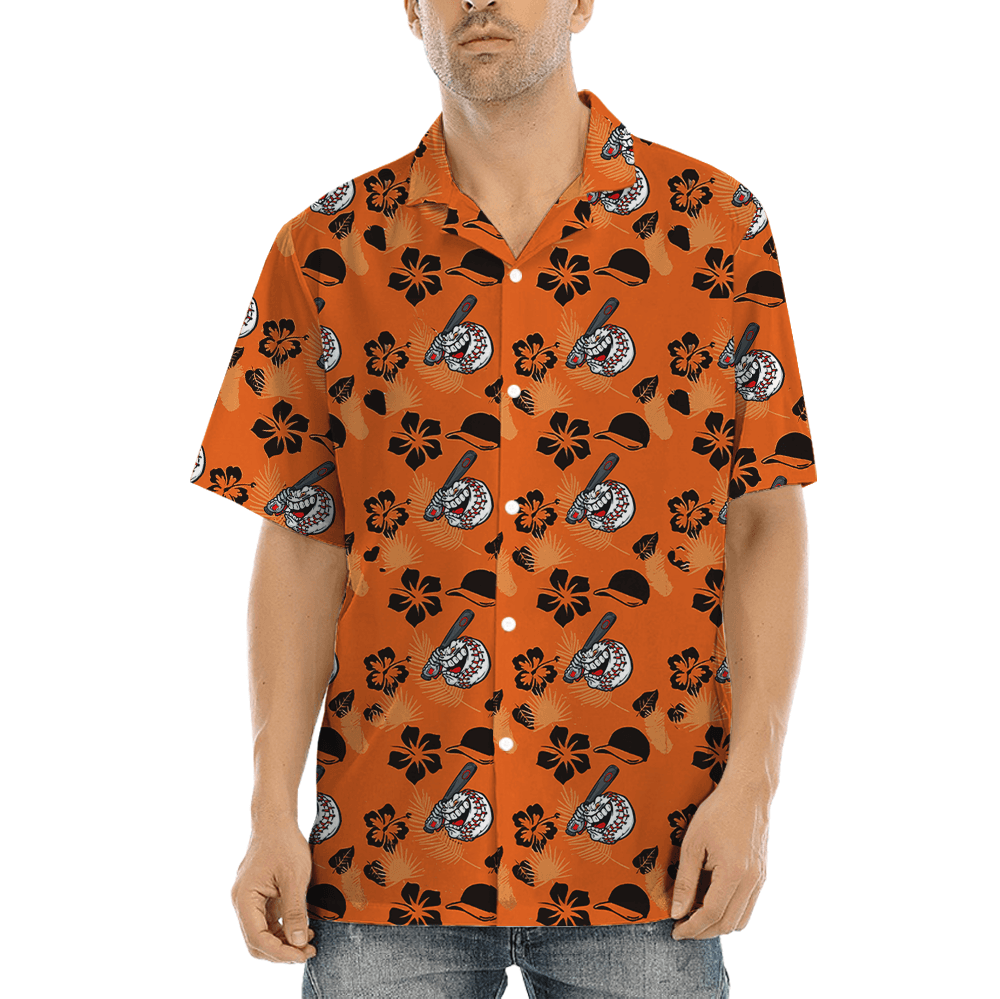 Funny Baseball Orange Hawaiian Shirt (6)