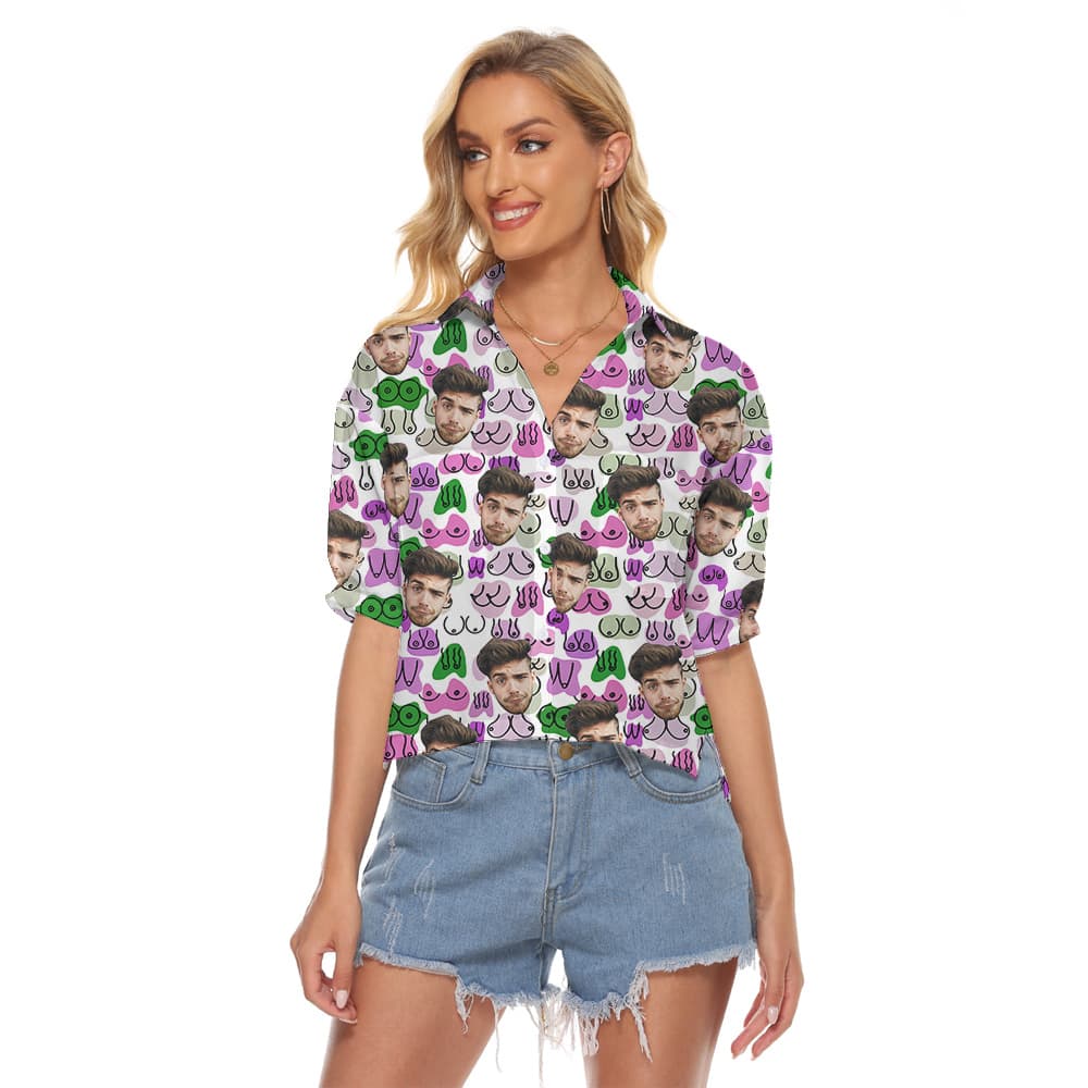 Funny Booty Custom Face Hula Women Cropped Shirt1