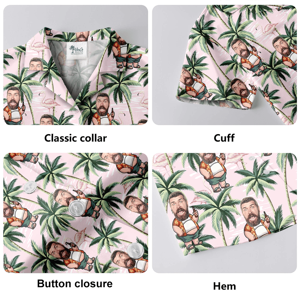 Funny Custom Face Chubby Man Tropical Hawaiian Shirt
