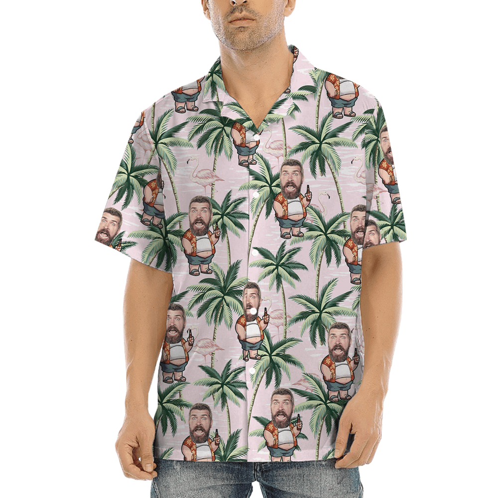 Funny Custom Face Chubby Man Tropical Hawaiian Shirt (7)