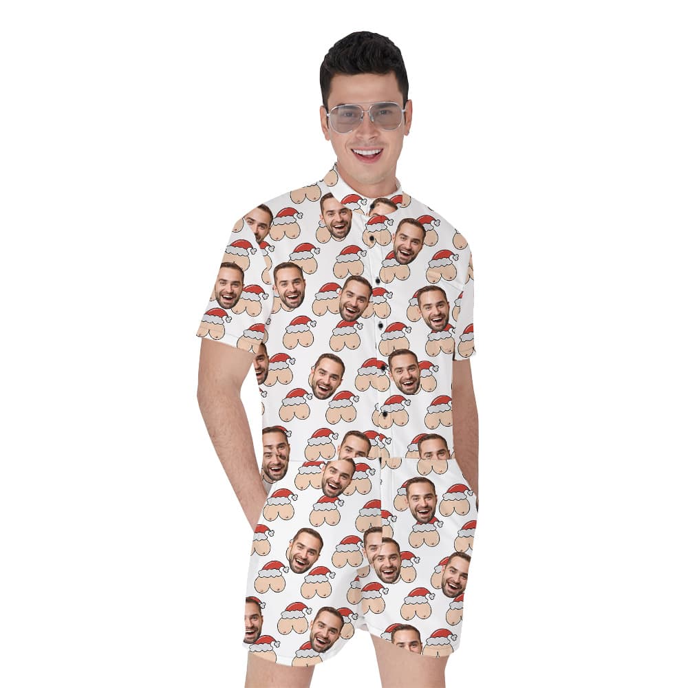 Funny Custom Men Face Christmas Romper for Men1