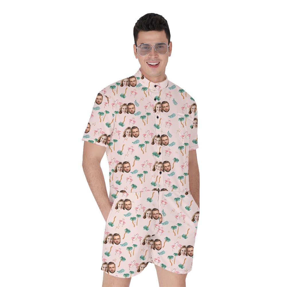 Funny Customized Faces Flamingo Romper For Male