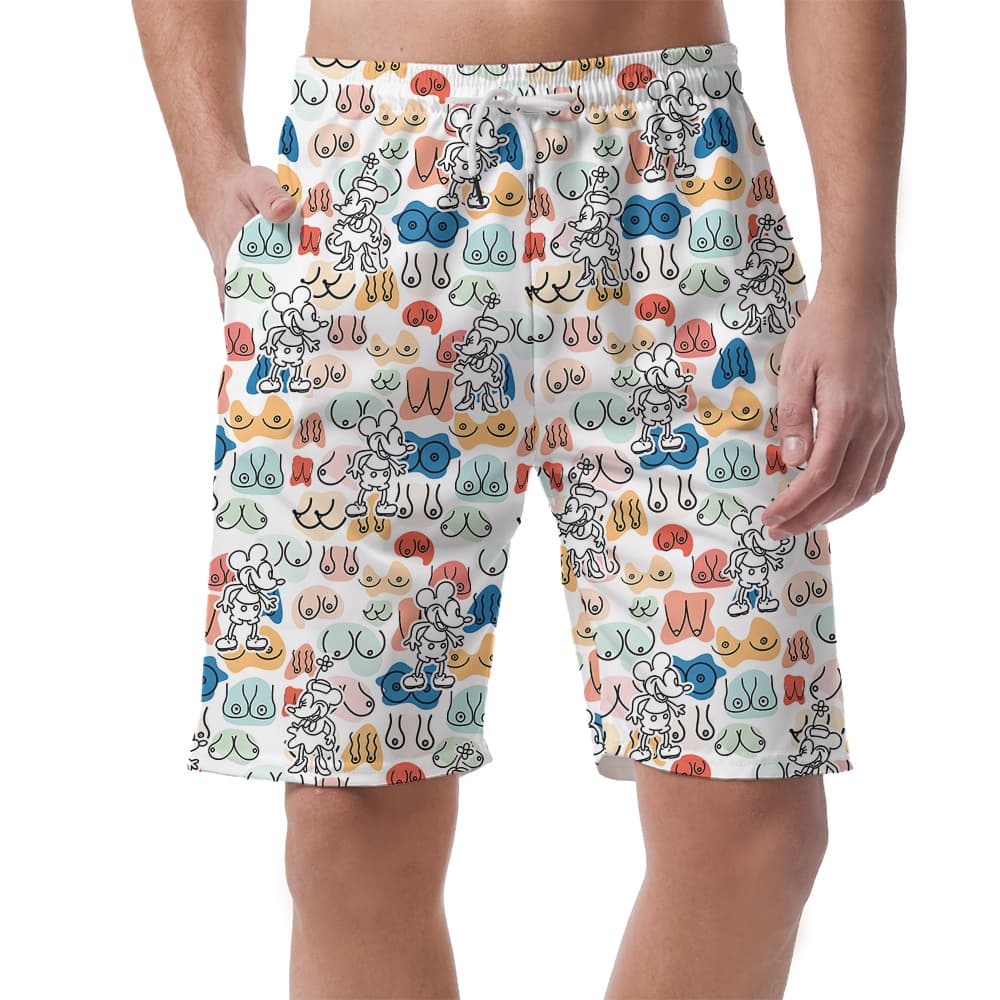 Funny Mickey Steamboat Willie Hula Short for Men1