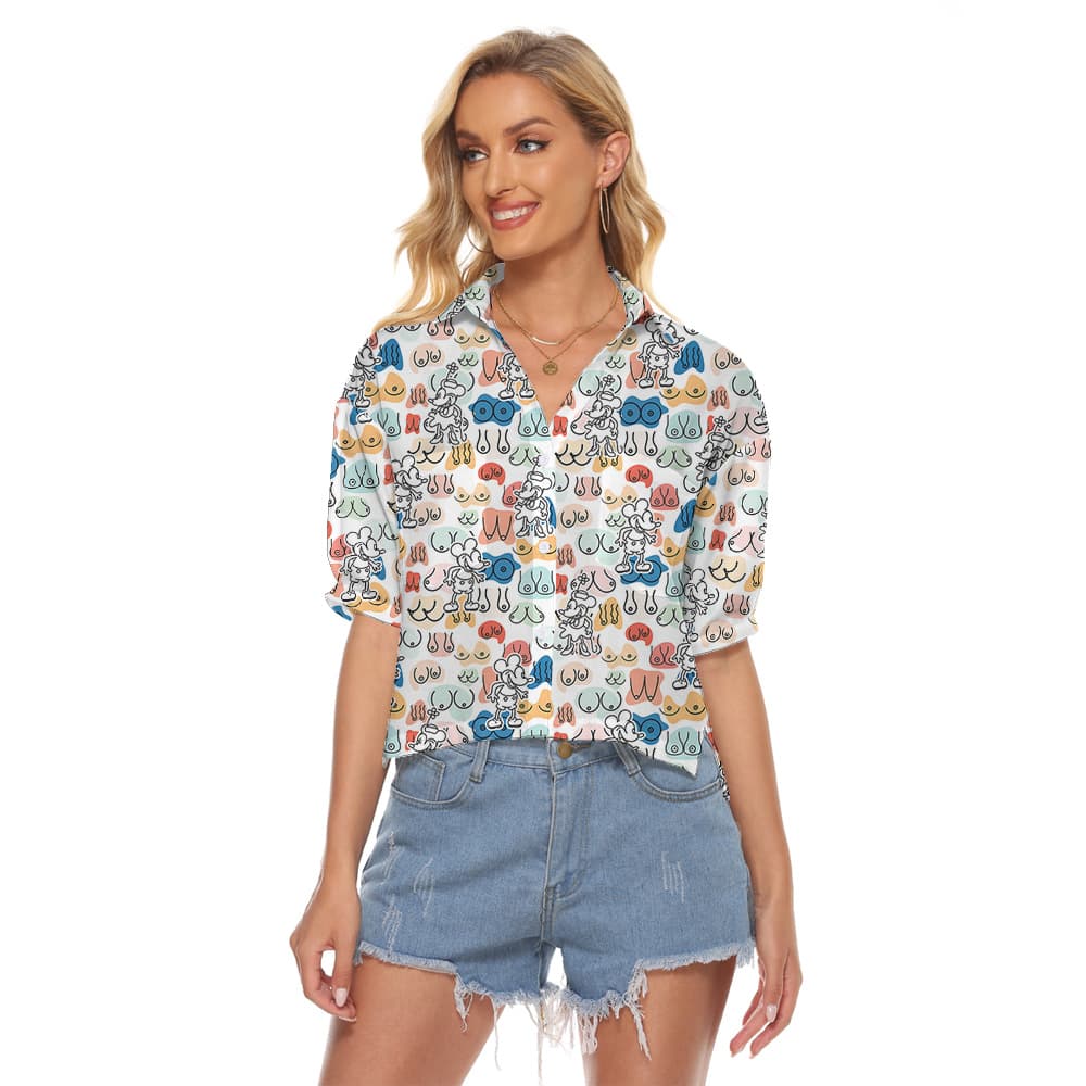 Funny Mickey Steamboat Willie Hula Women Cropped Shirt1