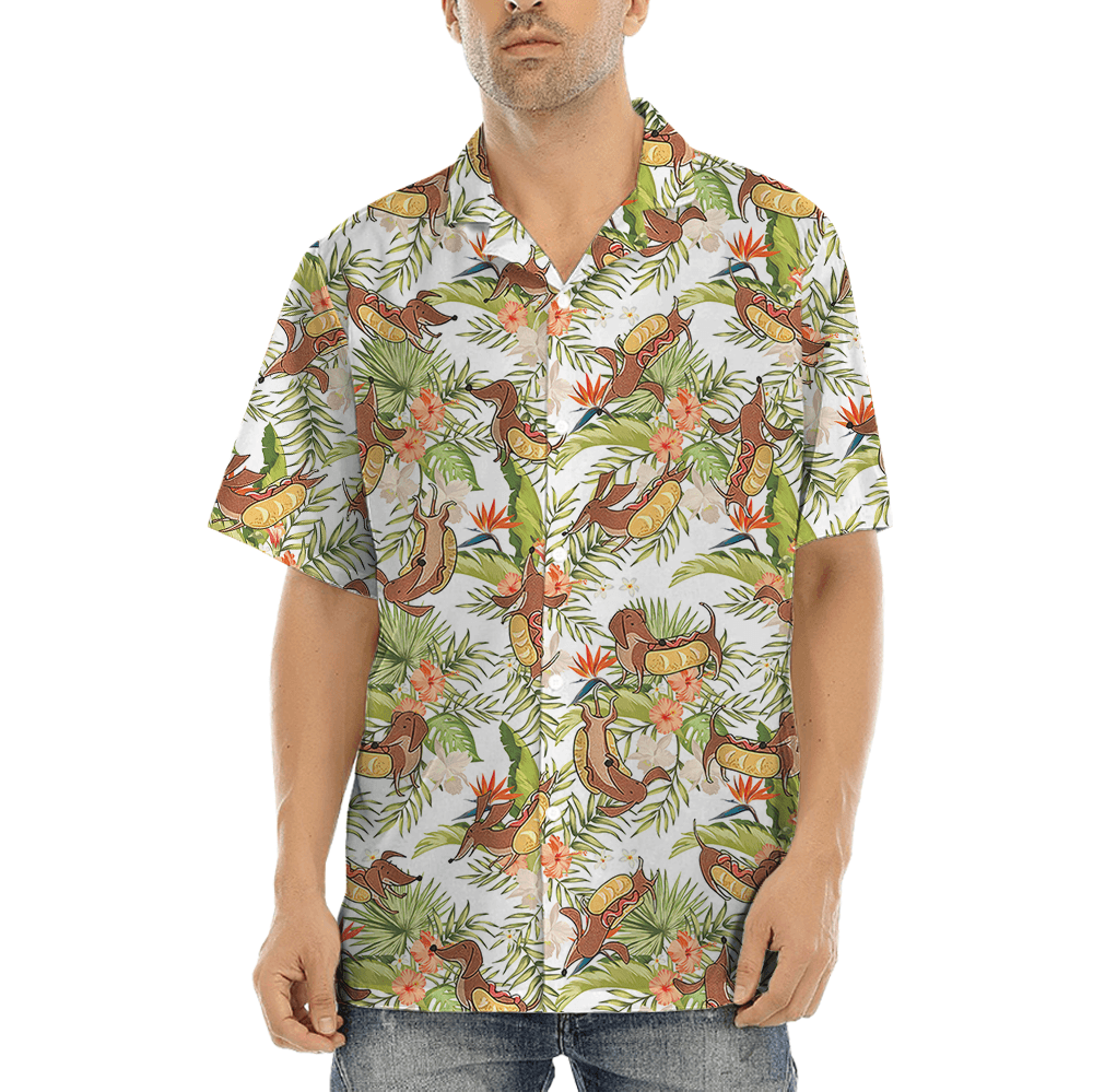 Funny Sausage Dog Tropical Hawaiian Shirt (1)