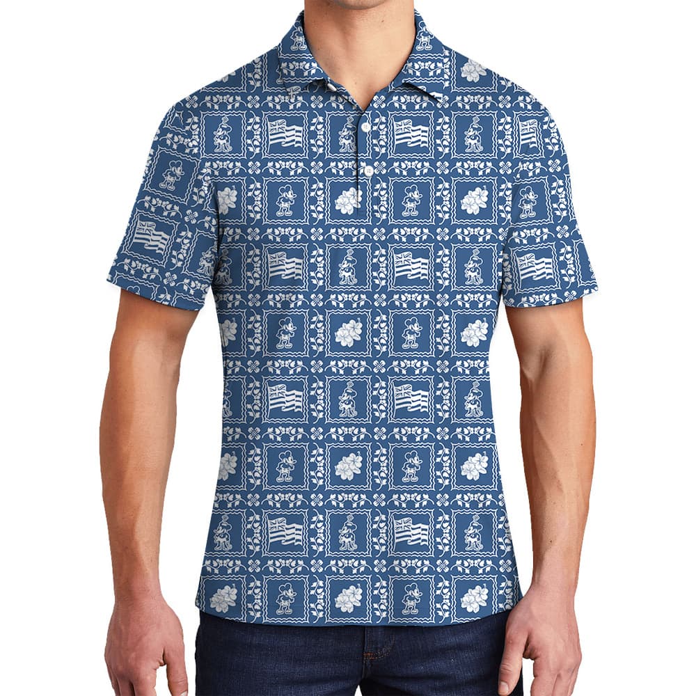 Heritage Mickey Steamboat Willie 1928 Print Hawaiian Polo Shirt1