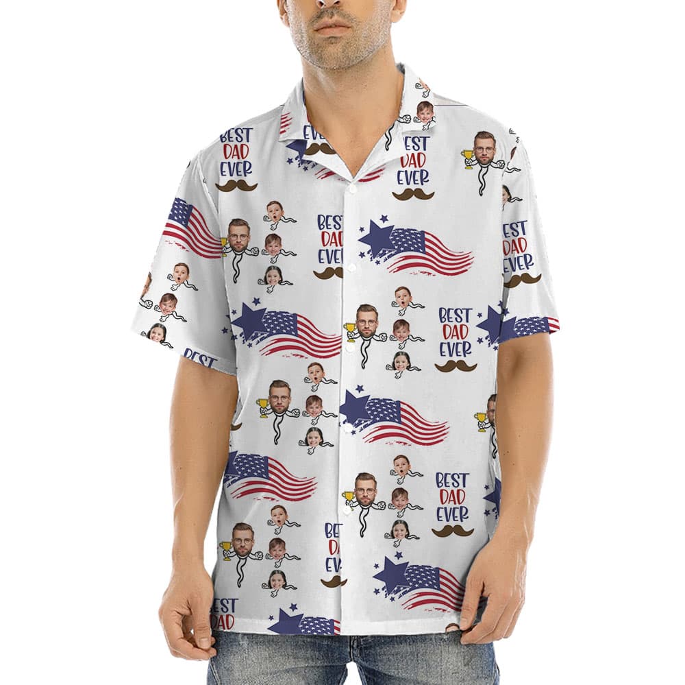 Hilarious Matching Dad And Kids Face Hawaiian Shirt