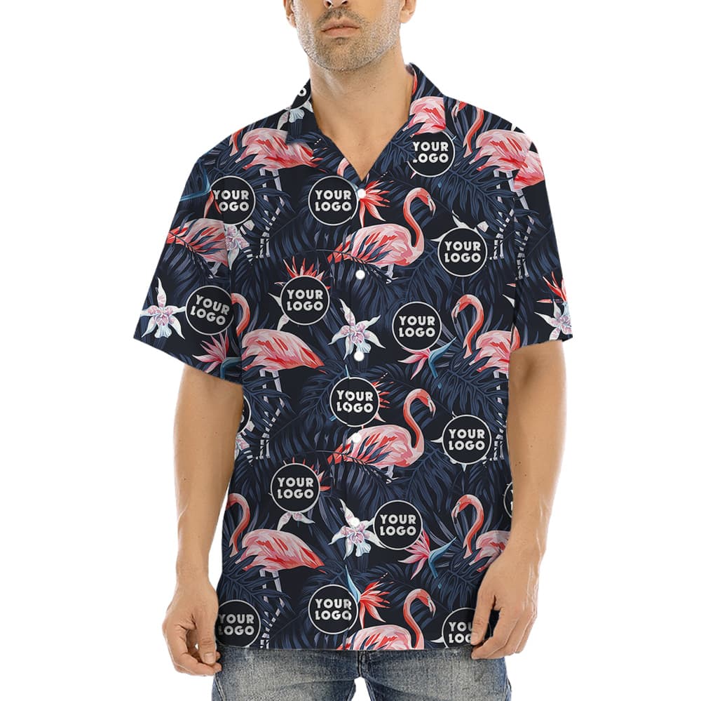 Matching Team Hawaiian Shirt Flamingo Theme with Custom Logo Theme