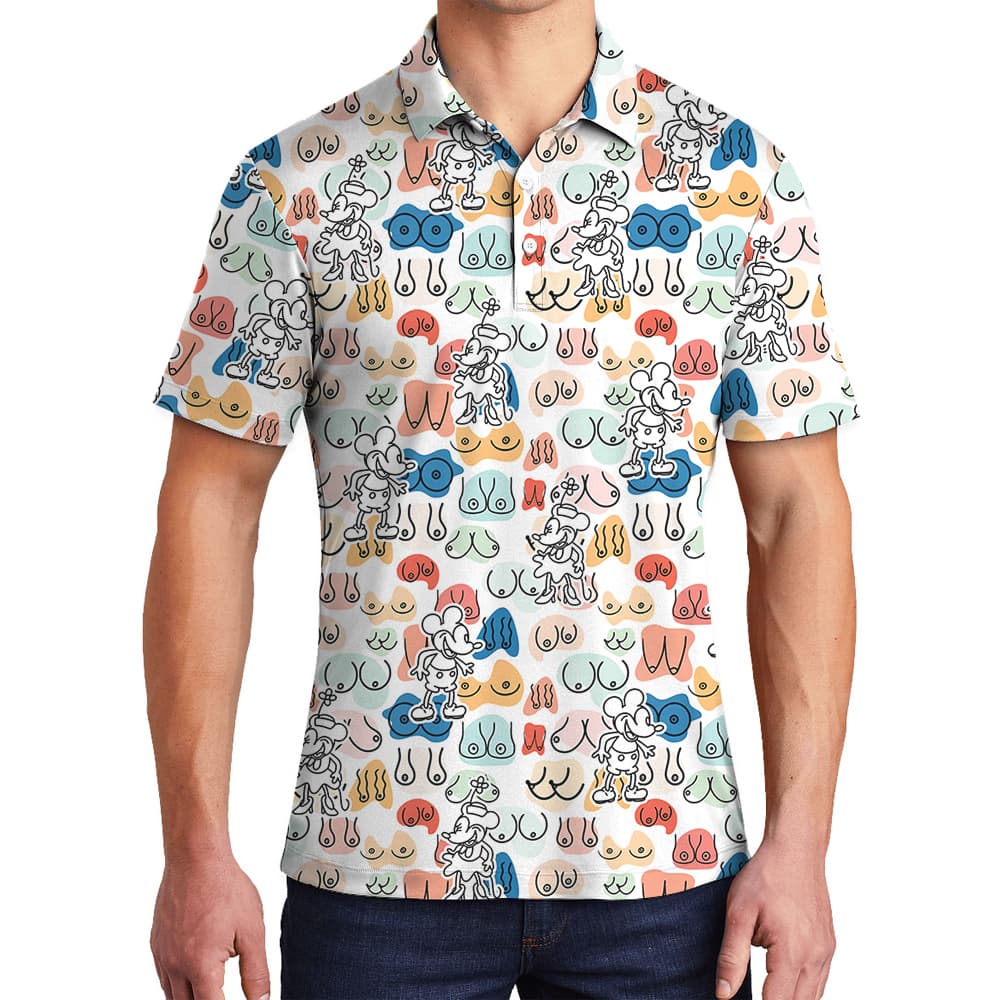 Naughty Mickey Steamboat 1928 Hawaiian Polo Golf Shirt1