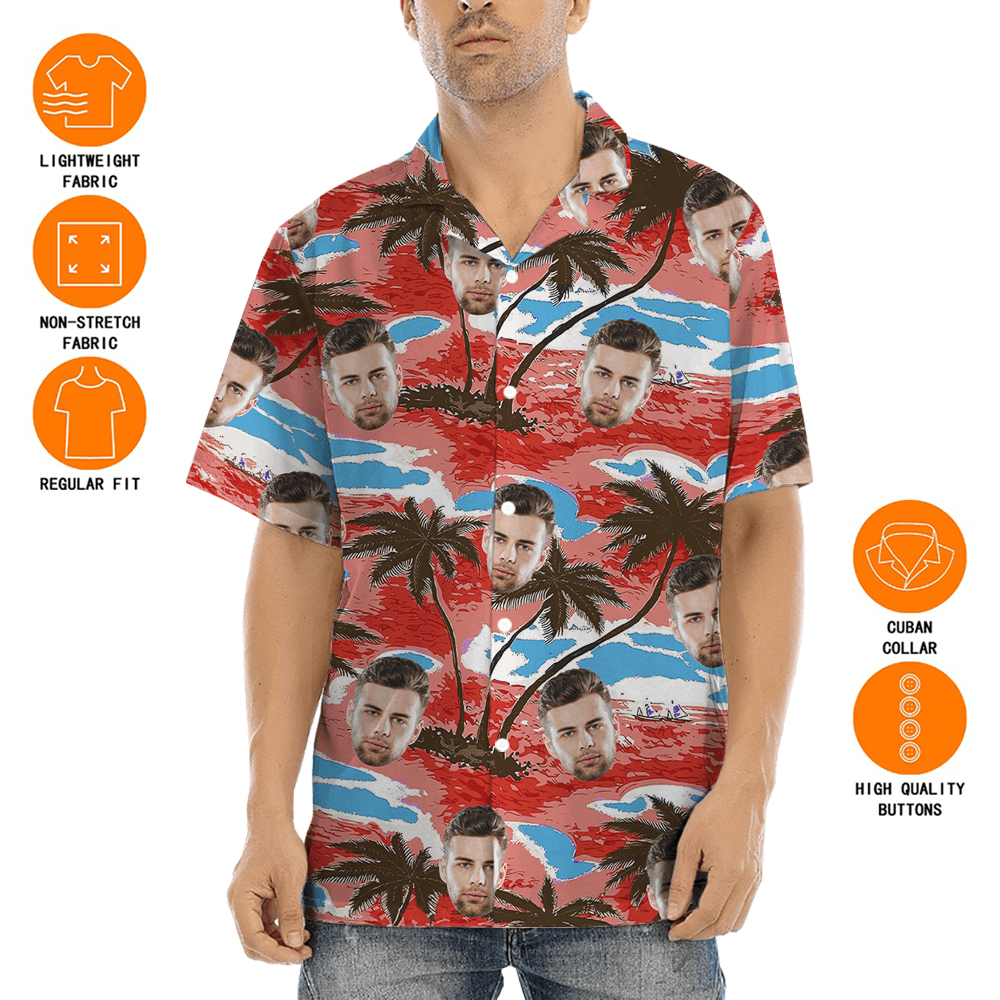 Palm Tree Tropical Aloha Shirt With Custom Face