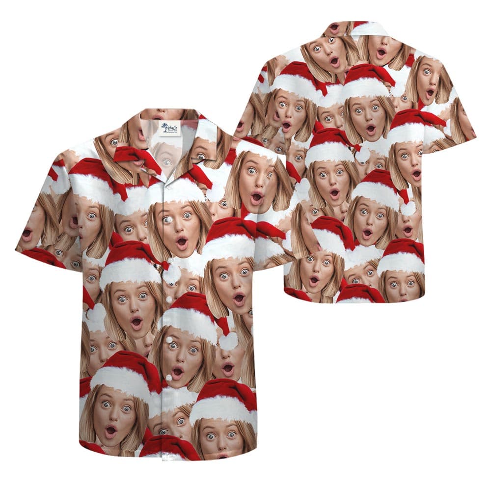 Personalized Christmas Aloha Shirt With Girlfriend's Face