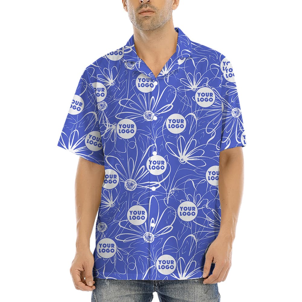 Personalized Logo Navy Hawaiian Shirt