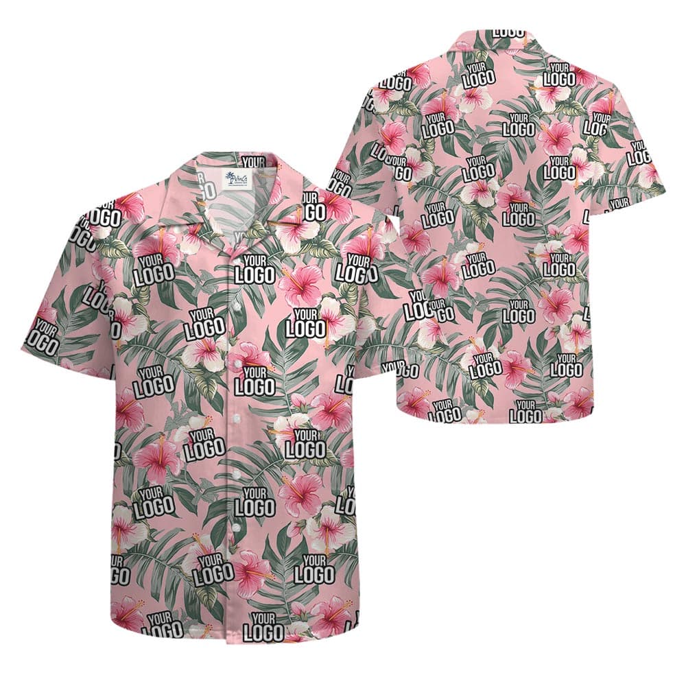Pink Custom Aloha Shirt With Company Logo