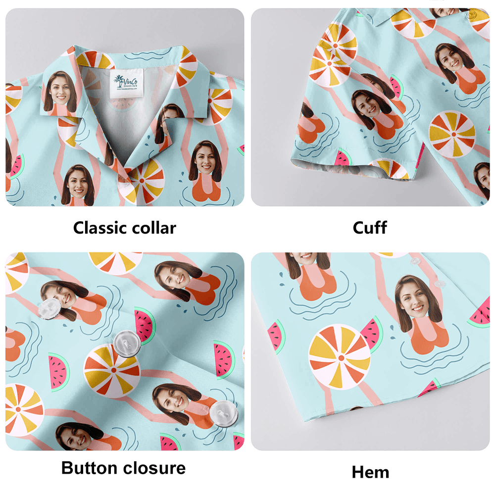 Playful Swimming Pool Custom Face Hawaiian Shirt