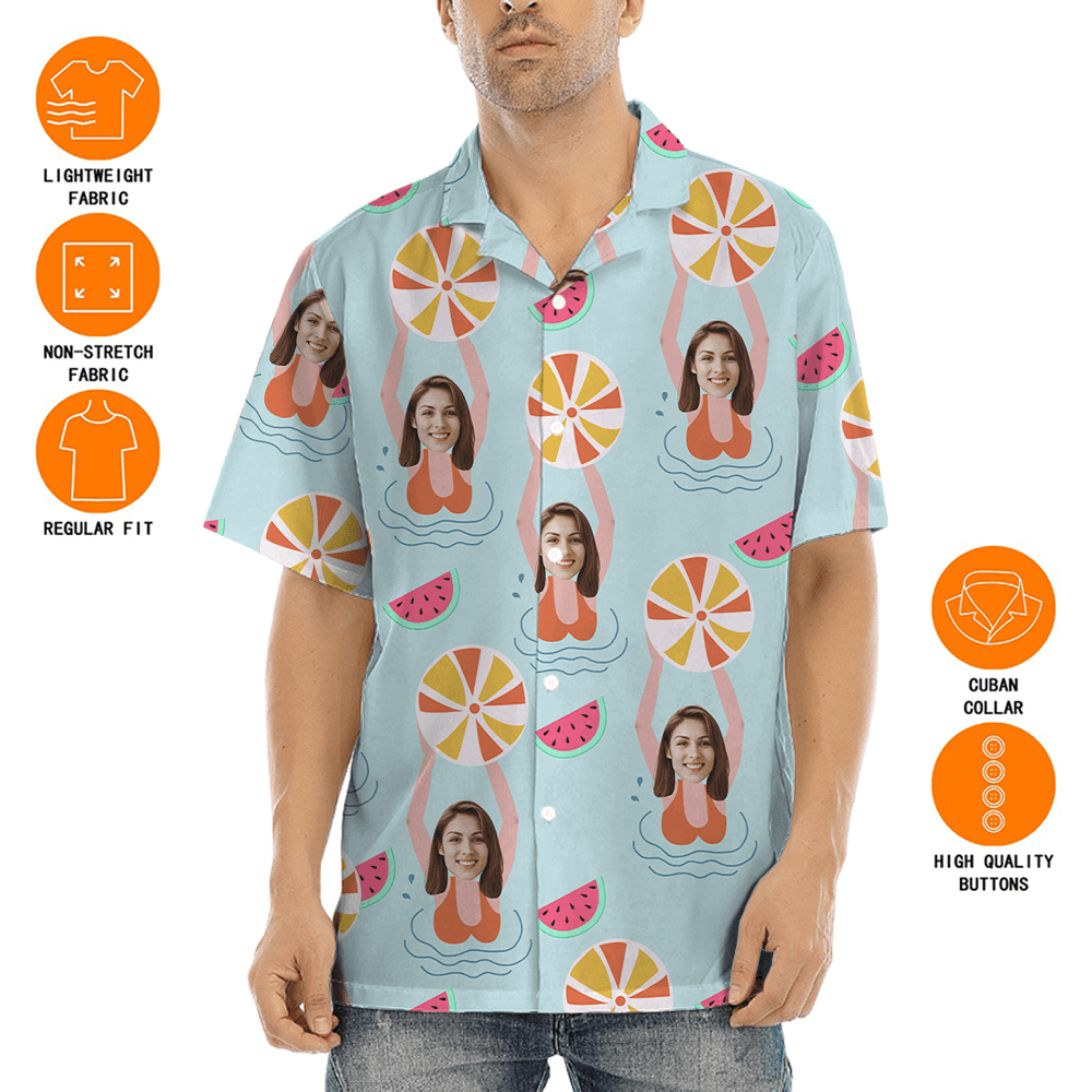 Playful Swimming Pool Custom Face Hawaiian Shirt