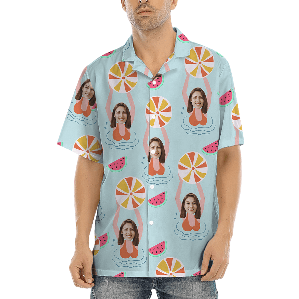 Playful Swimming Pool Custom Face Hawaiian Shirt (3)