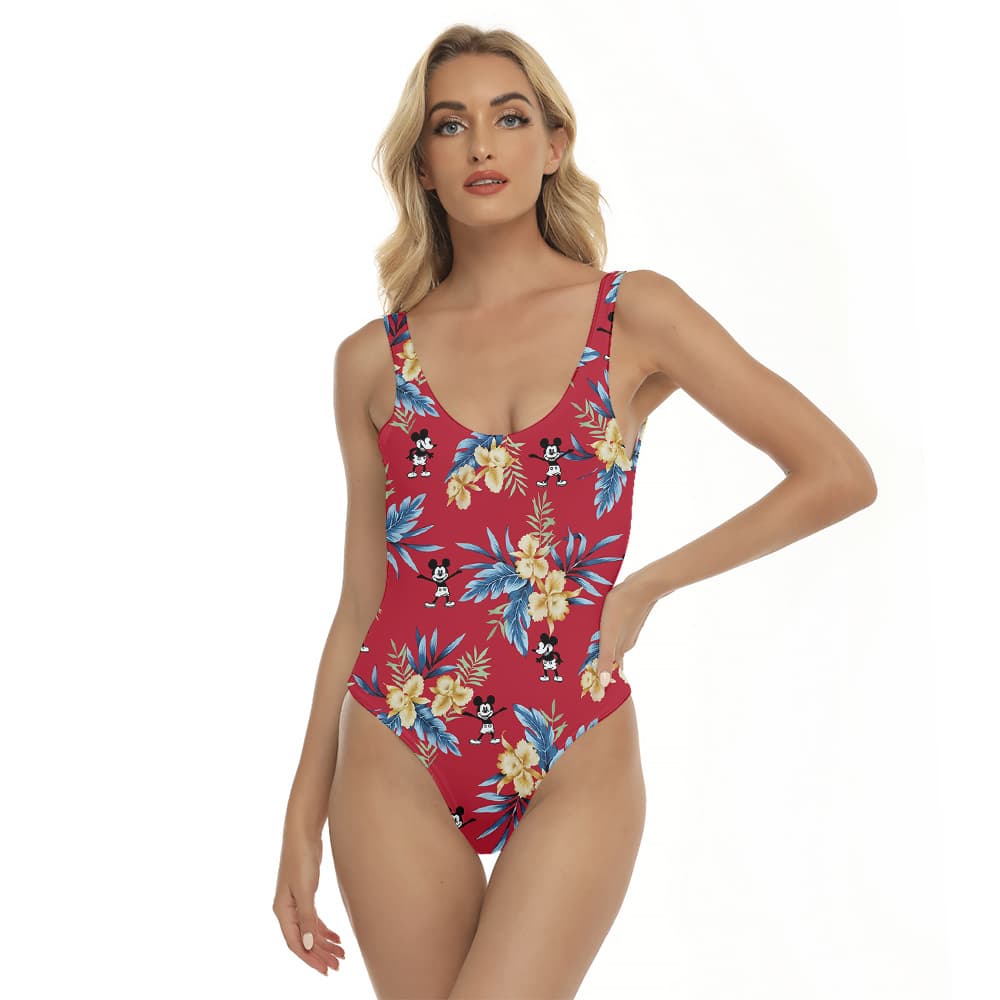 Red Mickey Steamboat 1928 Hawaiian Swimsuit1