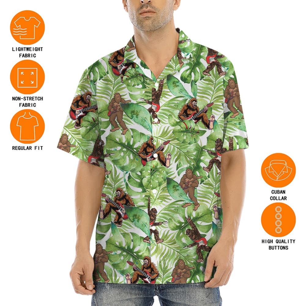 Rock And Roll Bigfoot Tropical Hawaiian Shirt