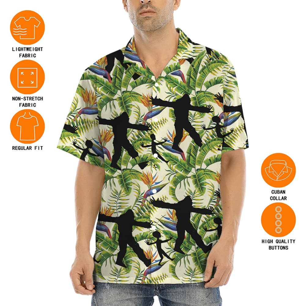 Sasquatch And Alien Tropical Hawaiian Shirt