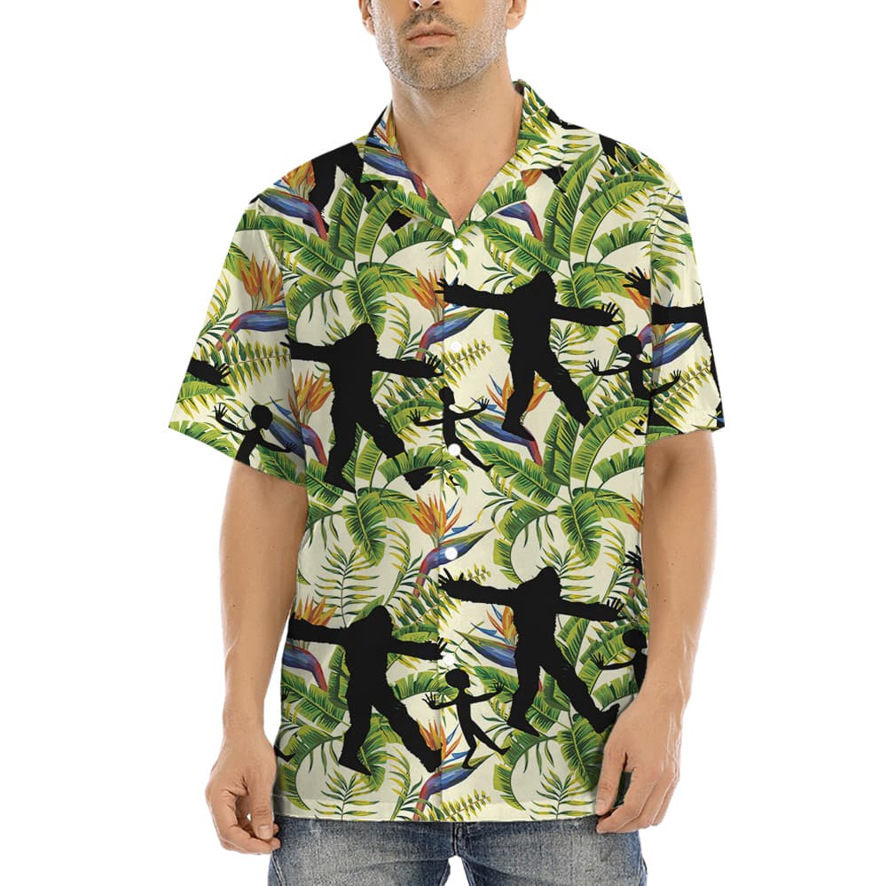 Sasquatch And Alien Tropical Hawaiian Shirt (2)