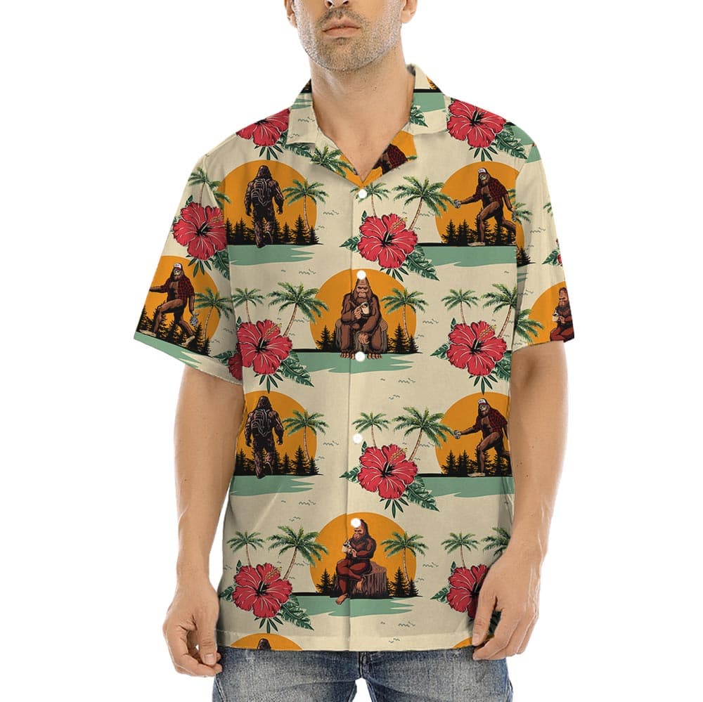 Sasquatch Wildlife Men's Hawaiian Shirt Button Up