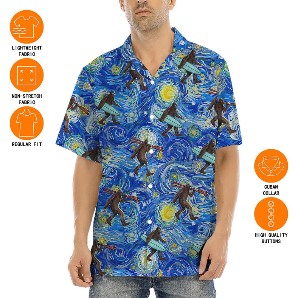 Starry Night Bigfoot Hawaiian Shirt