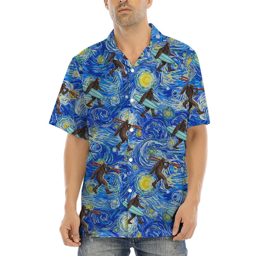 Starry Night Bigfoot Hawaiian Shirt (2)
