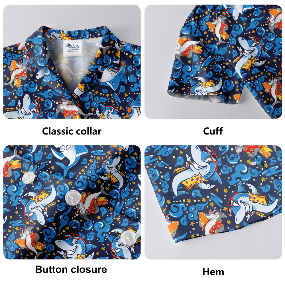 Summer Vibe Shark Blue Hawaiian Shirt