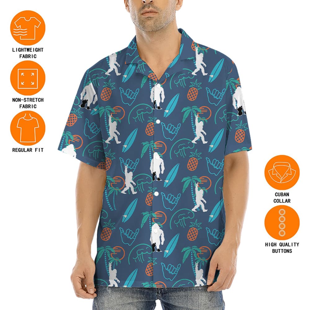Summer Vibes Bigfoot Navy Hawaiian Shirt