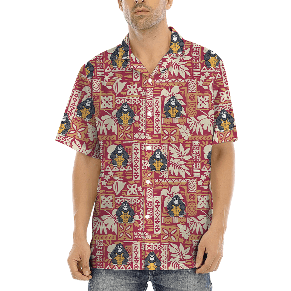 Tiki Bigfoot Red Hawaiian Shirt (1)